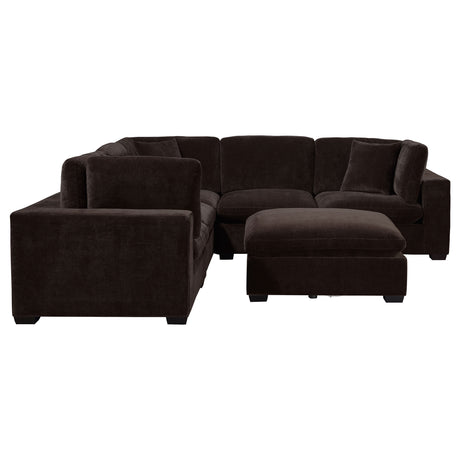 Lakeview Modular Sectional Sofa, Armless Chair & Ottoman - Dark Chocolate Chenille with Reversible Cushions – view 9