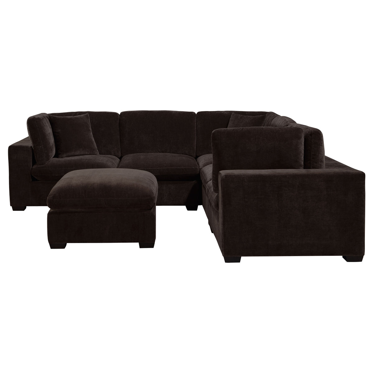 Lakeview Modular Sectional Sofa, Armless Chair & Ottoman - Dark Chocolate Chenille with Reversible Cushions – view 10