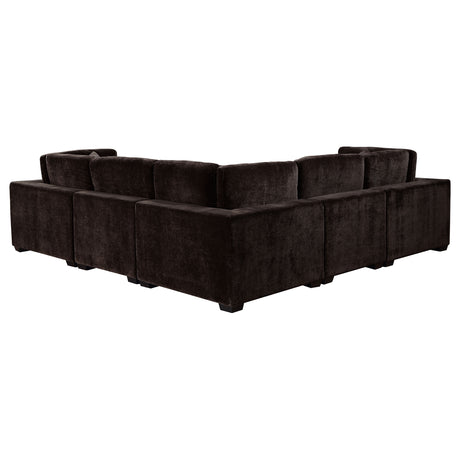 Lakeview Modular Sectional Sofa, Armless Chair & Ottoman - Dark Chocolate Chenille with Reversible Cushions – view 11
