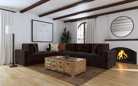 Lakeview Modular Sectional Sofa, Armless Chair & Ottoman - Dark Chocolate Chenille with Reversible Cushions – view 16