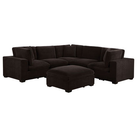Lakeview Modular Sectional Sofa, Armless Chair & Ottoman - Dark Chocolate Chenille with Reversible Cushions – view 19