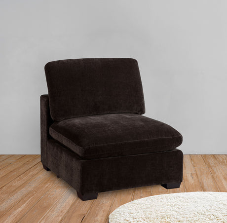 Lakeview Modular Sectional Sofa, Armless Chair & Ottoman - Dark Chocolate Chenille with Reversible Cushions - lifestyle