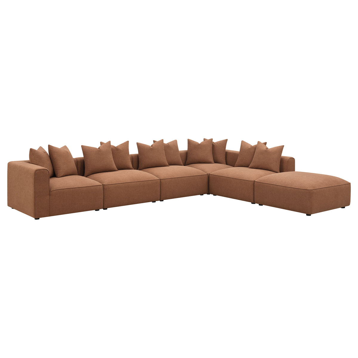 Jennifer Modular Sectional Sofa - Terracotta Woven Fabric with Welt Trim, 6-Piece Set or Add-On Pieces – view 4