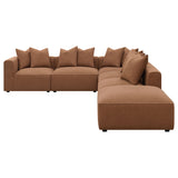 Jennifer Modular Sectional Sofa - Terracotta Woven Fabric with Welt Trim, 6-Piece Set or Add-On Pieces – view 6
