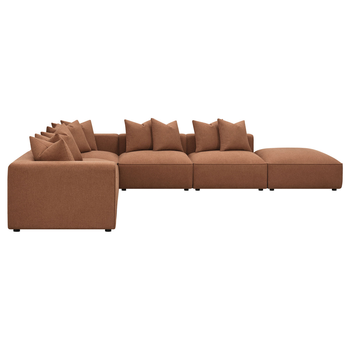 Jennifer Modular Sectional Sofa - Terracotta Woven Fabric with Welt Trim, 6-Piece Set or Add-On Pieces – view 8