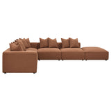 Jennifer Modular Sectional Sofa - Terracotta Woven Fabric with Welt Trim, 6-Piece Set or Add-On Pieces – view 8
