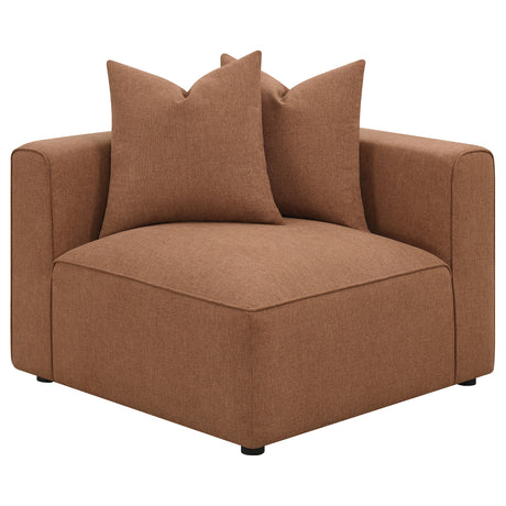 Jennifer Modular Sectional Sofa - Terracotta Woven Fabric with Welt Trim, 6-Piece Set or Add-On Pieces – view 14