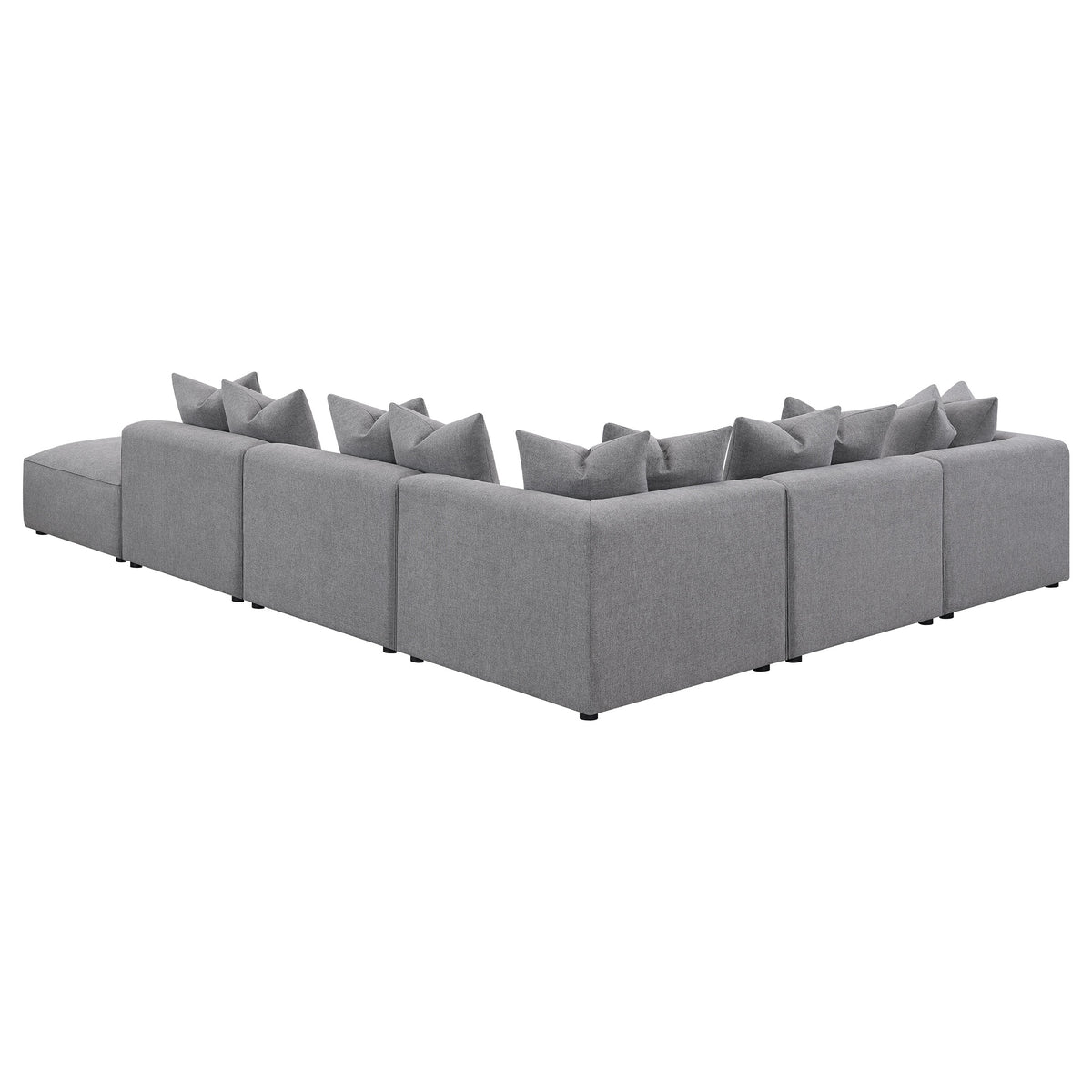 Jennifer 6-Piece Modular Sectional, Armless Chair & Ottoman - Tailored Grey Woven Fabric with Welt Trim – view 7