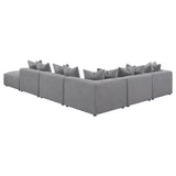 Jennifer 6-Piece Modular Sectional, Armless Chair & Ottoman - Tailored Grey Woven Fabric with Welt Trim – view 7