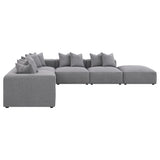 Jennifer 6-Piece Modular Sectional, Armless Chair & Ottoman - Tailored Grey Woven Fabric with Welt Trim – view 8