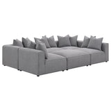 Jennifer 6-Piece Modular Sectional, Armless Chair & Ottoman - Tailored Grey Woven Fabric with Welt Trim – view 9