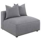 Jennifer 6-Piece Modular Sectional, Armless Chair & Ottoman - Tailored Grey Woven Fabric with Welt Trim – view 10