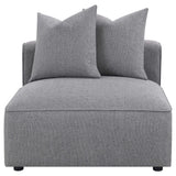 Jennifer 6-Piece Modular Sectional, Armless Chair & Ottoman - Tailored Grey Woven Fabric with Welt Trim – view 11