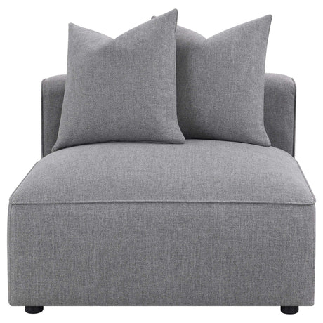 Jennifer 6-Piece Modular Sectional, Armless Chair & Ottoman - Tailored Grey Woven Fabric with Welt Trim – view 11
