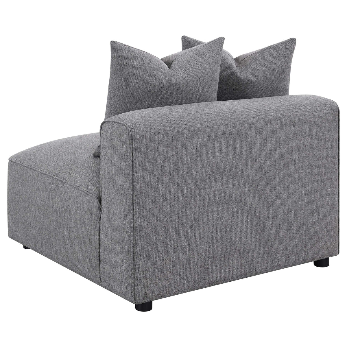 Jennifer 6-Piece Modular Sectional, Armless Chair & Ottoman - Tailored Grey Woven Fabric with Welt Trim – view 12