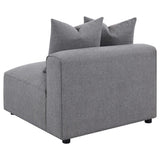 Jennifer 6-Piece Modular Sectional, Armless Chair & Ottoman - Tailored Grey Woven Fabric with Welt Trim – view 12