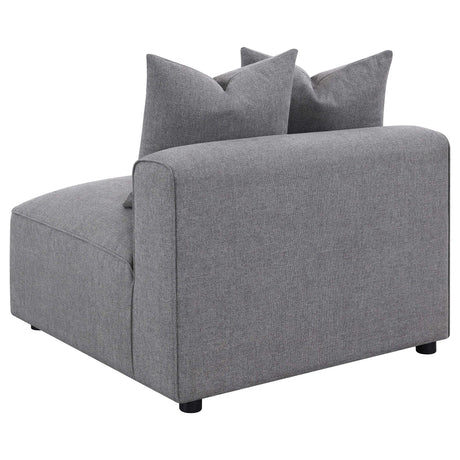 Jennifer 6-Piece Modular Sectional, Armless Chair & Ottoman - Tailored Grey Woven Fabric with Welt Trim – view 12