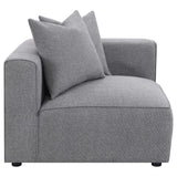 Jennifer 6-Piece Modular Sectional, Armless Chair & Ottoman - Tailored Grey Woven Fabric with Welt Trim – view 13