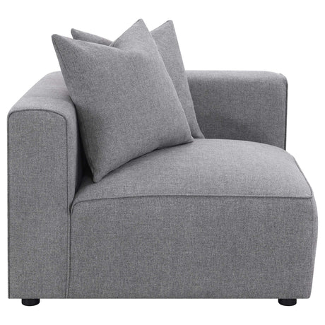 Jennifer 6-Piece Modular Sectional, Armless Chair & Ottoman - Tailored Grey Woven Fabric with Welt Trim – view 13