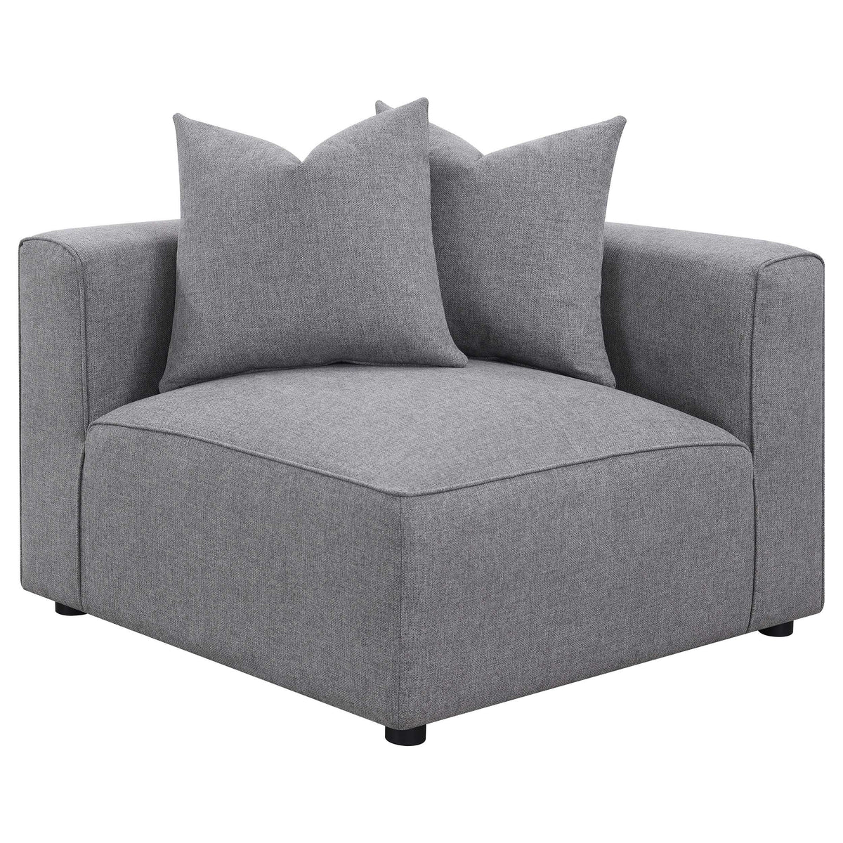 Jennifer 6-Piece Modular Sectional, Armless Chair & Ottoman - Tailored Grey Woven Fabric with Welt Trim – view 14