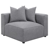 Jennifer 6-Piece Modular Sectional, Armless Chair & Ottoman - Tailored Grey Woven Fabric with Welt Trim – view 14