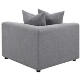 Jennifer 6-Piece Modular Sectional, Armless Chair & Ottoman - Tailored Grey Woven Fabric with Welt Trim – view 15