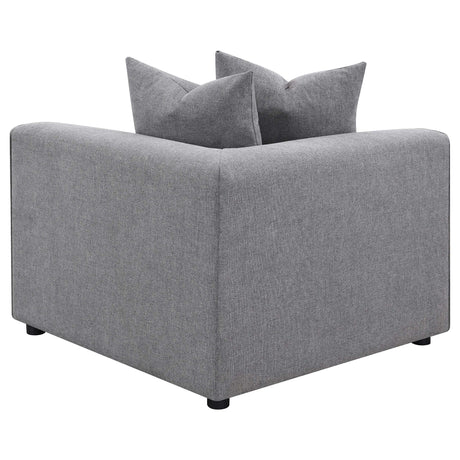 Jennifer 6-Piece Modular Sectional, Armless Chair & Ottoman - Tailored Grey Woven Fabric with Welt Trim – view 15