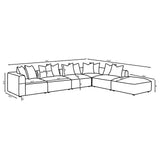 Jennifer 6-Piece Modular Sectional, Armless Chair & Ottoman - Tailored Grey Woven Fabric with Welt Trim – view 19