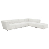 Sunny Modular Sectional Sofa - Ivory Faux Sheepskin Sherpa with Channel Tufting, 6-Piece Set, Armless Chair & Ottoman – view 5
