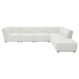 Sunny Modular Sectional Sofa - Ivory Faux Sheepskin Sherpa with Channel Tufting, 6-Piece Set, Armless Chair & Ottoman – view 6
