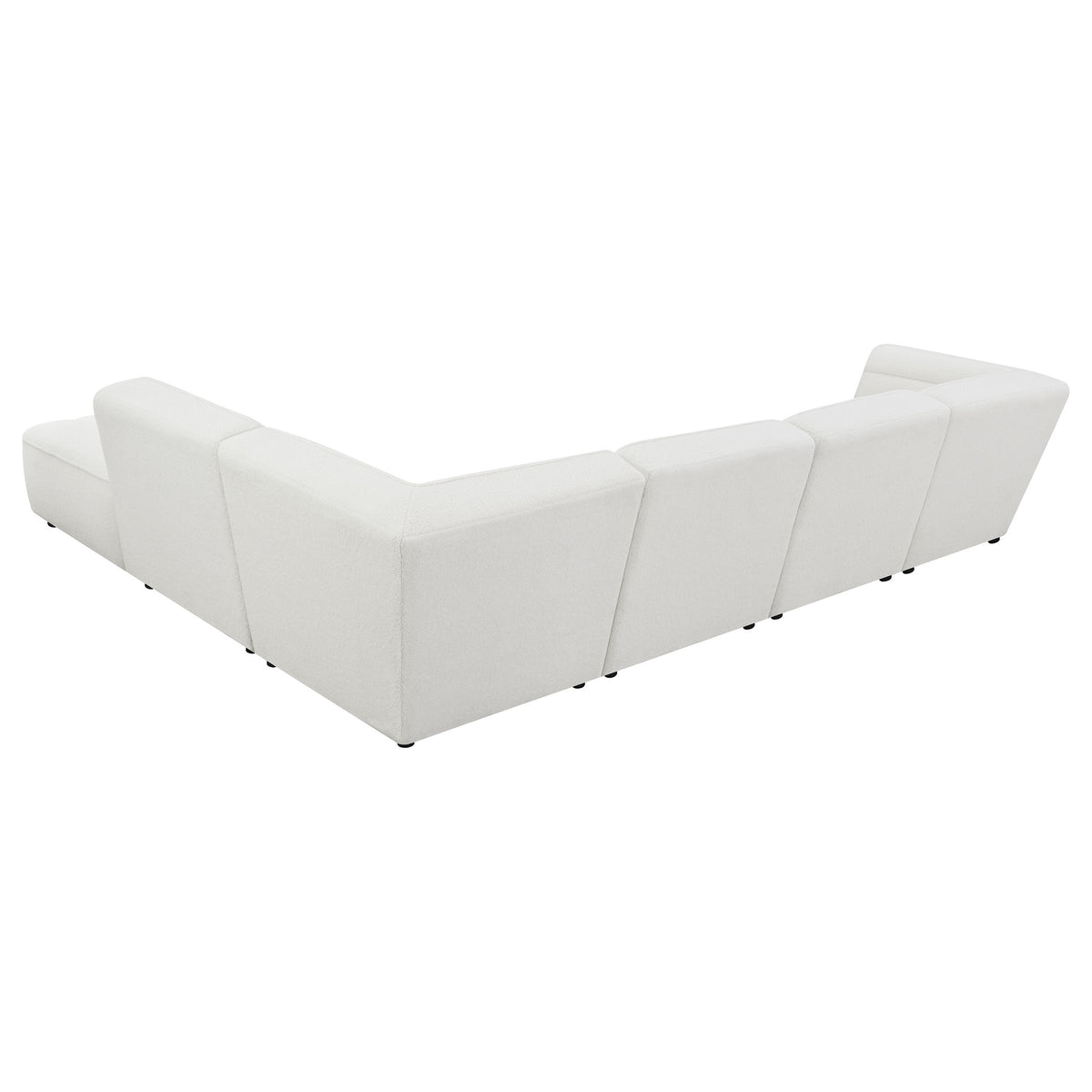 Sunny Modular Sectional Sofa - Ivory Faux Sheepskin Sherpa with Channel Tufting, 6-Piece Set, Armless Chair & Ottoman – view 7