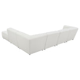 Sunny Modular Sectional Sofa - Ivory Faux Sheepskin Sherpa with Channel Tufting, 6-Piece Set, Armless Chair & Ottoman – view 7