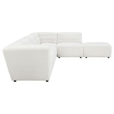 Sunny Modular Sectional Sofa - Ivory Faux Sheepskin Sherpa with Channel Tufting, 6-Piece Set, Armless Chair & Ottoman – view 8