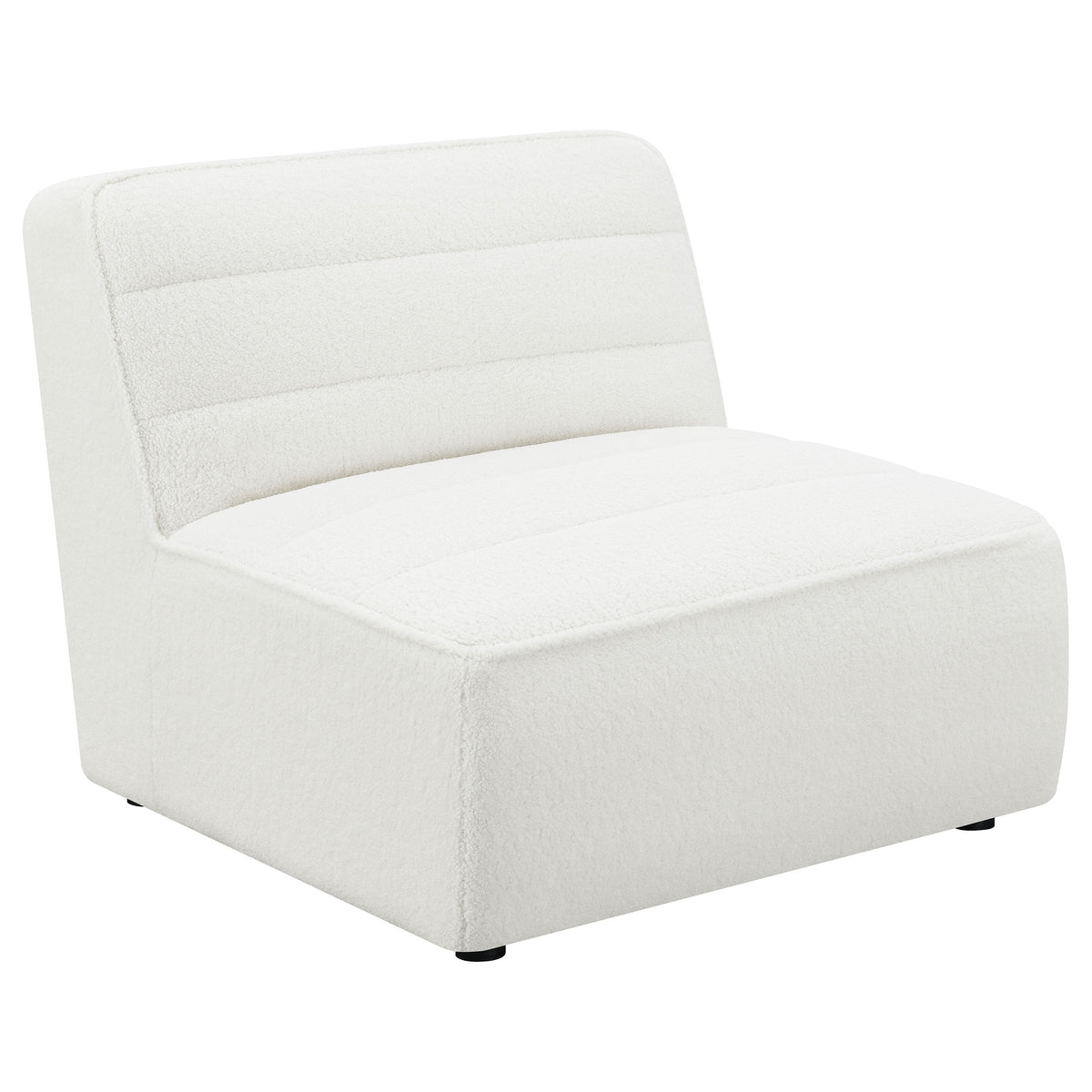 Sunny Modular Sectional Sofa - Ivory Faux Sheepskin Sherpa with Channel Tufting, 6-Piece Set, Armless Chair & Ottoman – view 9