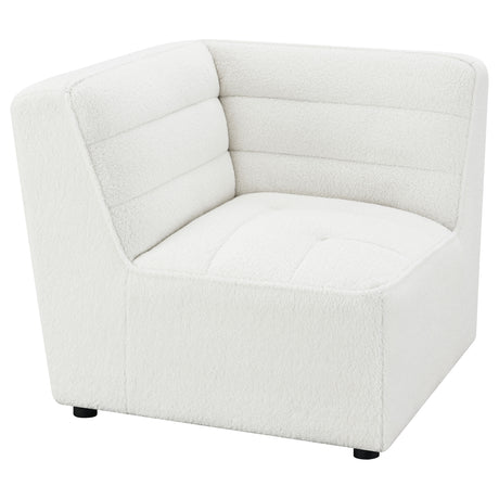 Sunny Modular Sectional Sofa - Ivory Faux Sheepskin Sherpa with Channel Tufting, 6-Piece Set, Armless Chair & Ottoman – view 10