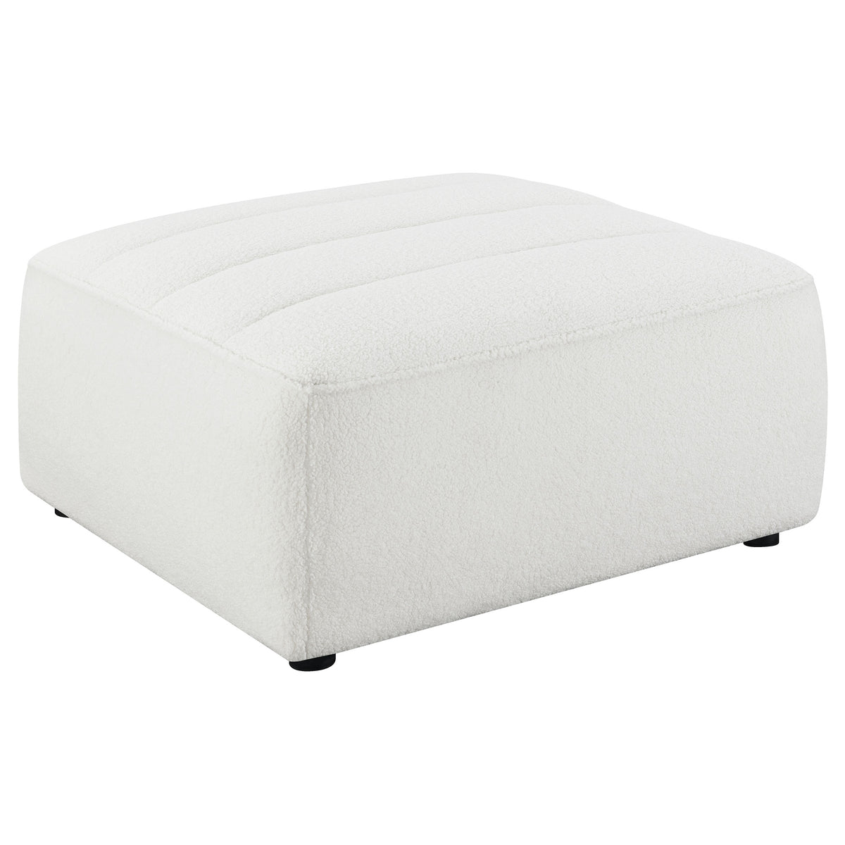 Sunny Modular Sectional Sofa - Ivory Faux Sheepskin Sherpa with Channel Tufting, 6-Piece Set, Armless Chair & Ottoman – view 11