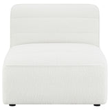 Sunny Modular Sectional Sofa - Ivory Faux Sheepskin Sherpa with Channel Tufting, 6-Piece Set, Armless Chair & Ottoman – view 17