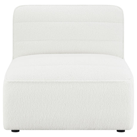 Sunny Modular Sectional Sofa - Ivory Faux Sheepskin Sherpa with Channel Tufting, 6-Piece Set, Armless Chair & Ottoman – view 17