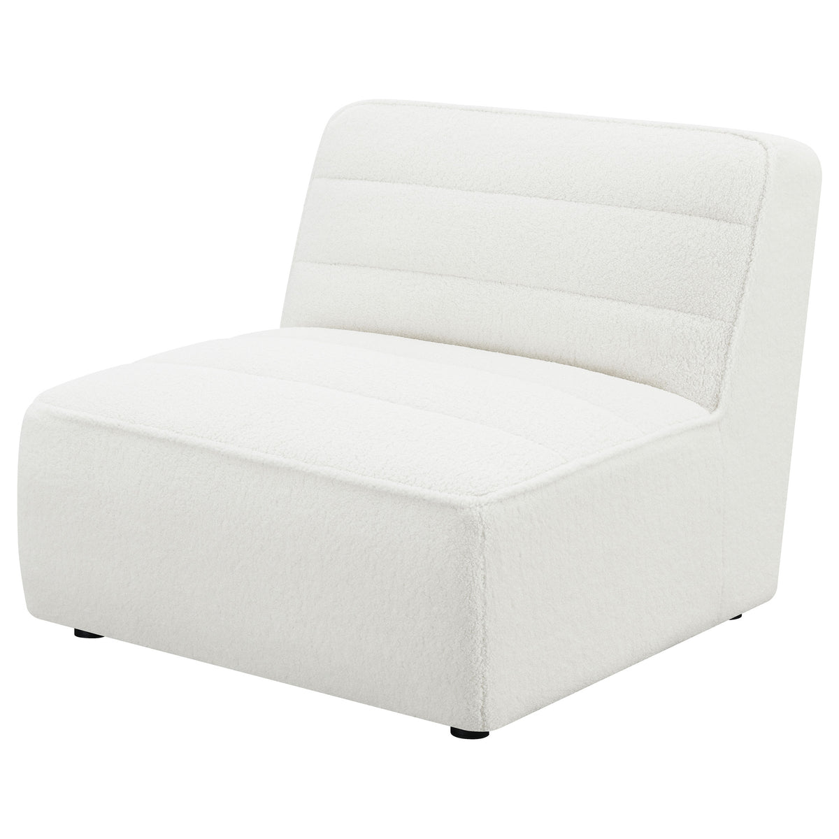 Sunny Modular Sectional Sofa - Ivory Faux Sheepskin Sherpa with Channel Tufting, 6-Piece Set, Armless Chair & Ottoman – view 18