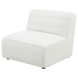 Sunny Modular Sectional Sofa - Ivory Faux Sheepskin Sherpa with Channel Tufting, 6-Piece Set, Armless Chair & Ottoman – view 18