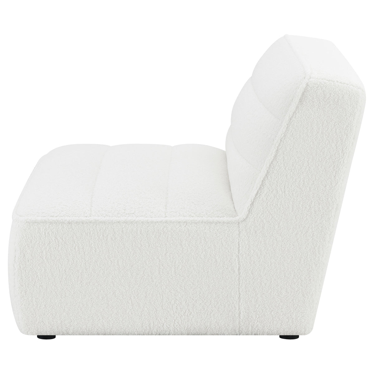 Sunny Modular Sectional Sofa - Ivory Faux Sheepskin Sherpa with Channel Tufting, 6-Piece Set, Armless Chair & Ottoman – view 19