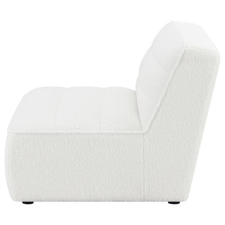 Sunny Modular Sectional Sofa - Ivory Faux Sheepskin Sherpa with Channel Tufting, 6-Piece Set, Armless Chair & Ottoman – view 19
