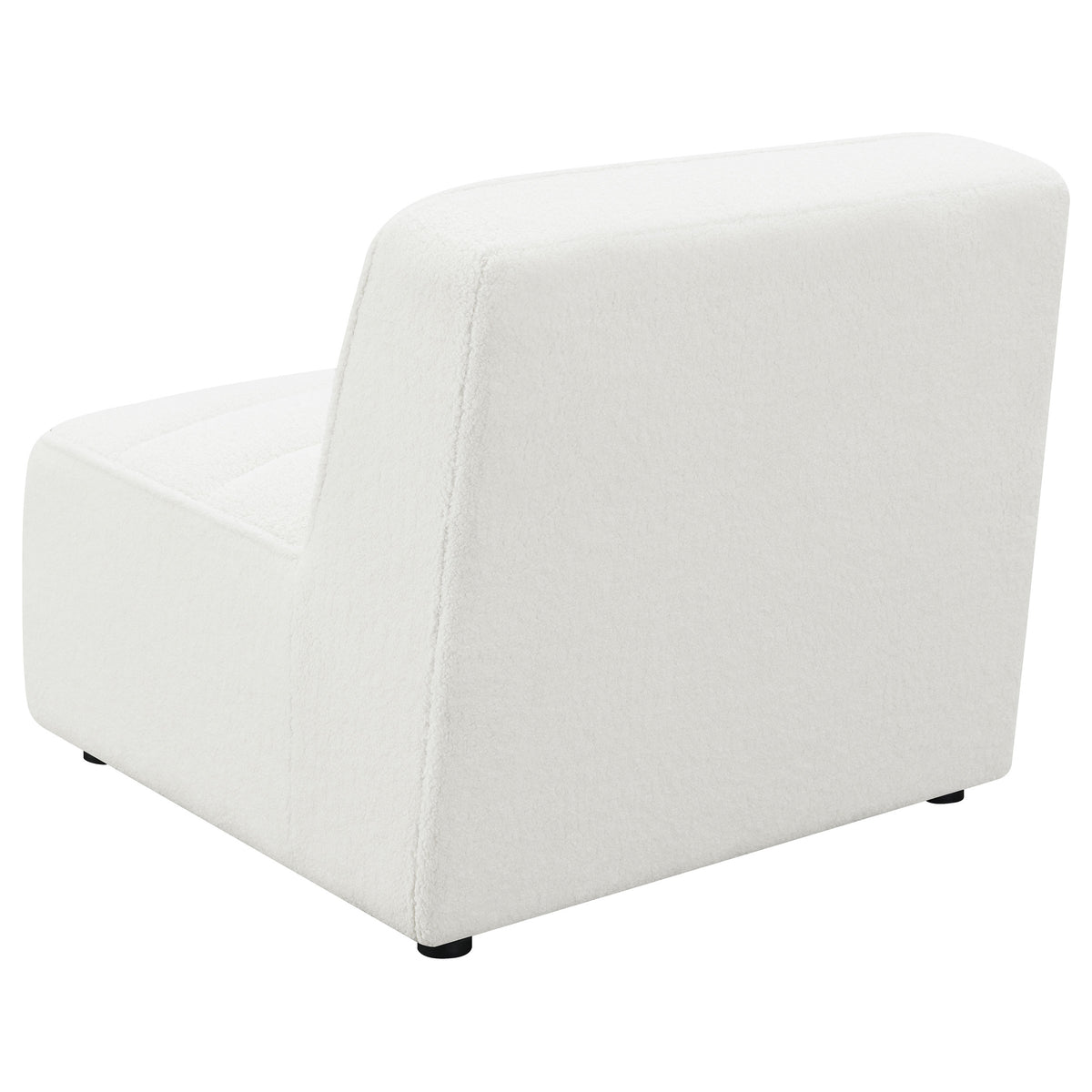 Sunny Modular Sectional Sofa - Ivory Faux Sheepskin Sherpa with Channel Tufting, 6-Piece Set, Armless Chair & Ottoman – view 20