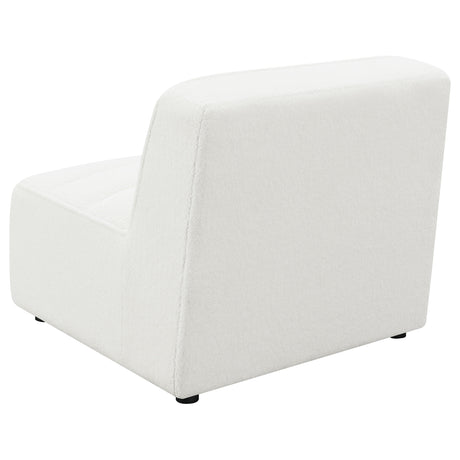 Sunny Modular Sectional Sofa - Ivory Faux Sheepskin Sherpa with Channel Tufting, 6-Piece Set, Armless Chair & Ottoman – view 20