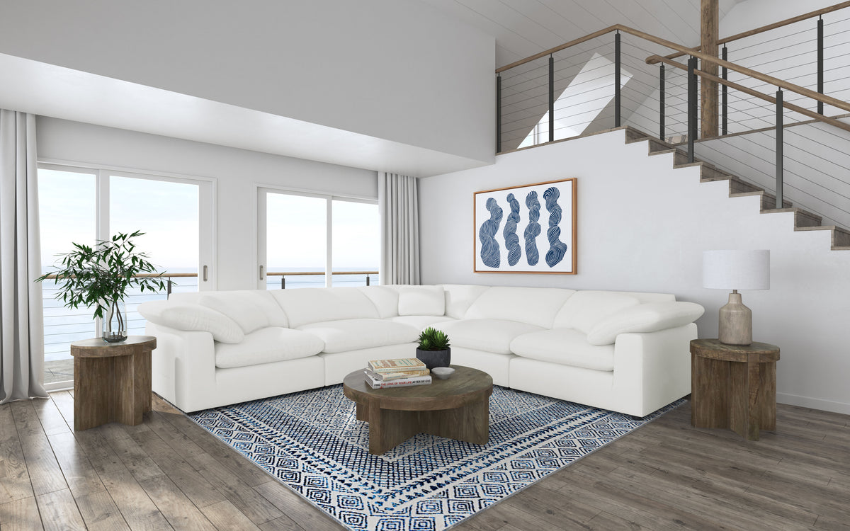 Raleigh Modular Boucle Sectional Sofa - 5pcs- 2 Armless Chairs + 3 Corners