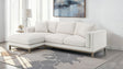 Geneva Boucle Sectional with Left Chaise & Wood Arm Accent Chair - Sand on Ash Brown Wood Base – view 1