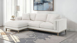 Geneva Boucle Sectional with Left Chaise & Wood Arm Accent Chair - Sand on Ash Brown Wood Base – view 1
