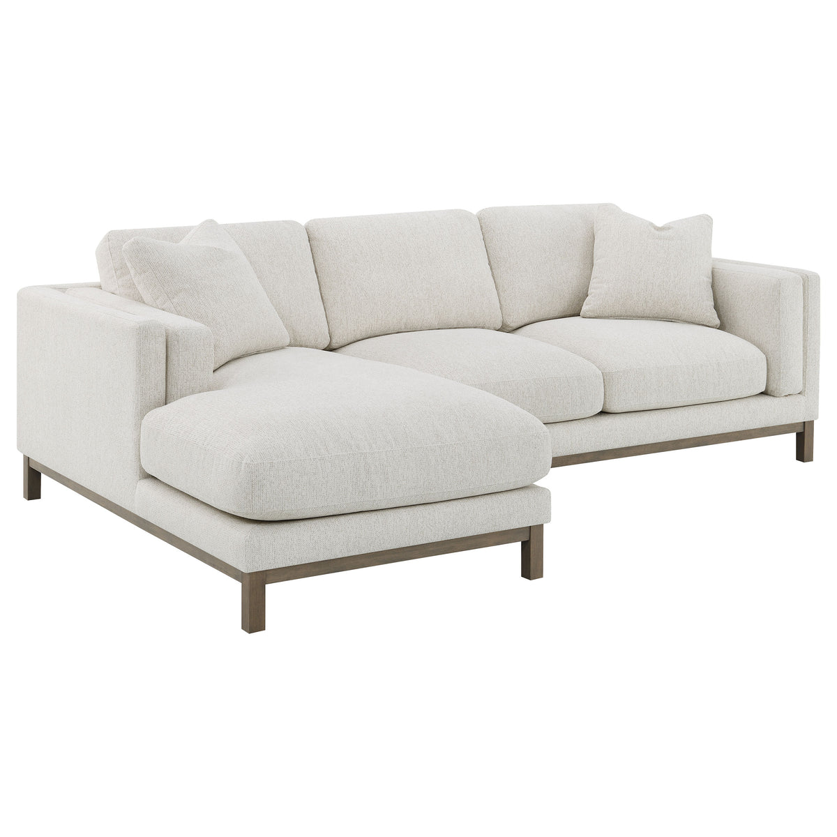 Geneva Boucle Sectional with Left Chaise & Wood Arm Accent Chair - Sectional with Left Chaise