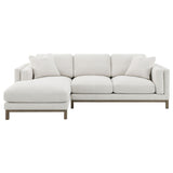 Geneva Boucle Sectional with Left Chaise & Wood Arm Accent Chair - Sand on Ash Brown Wood Base – view 4