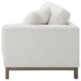 Geneva Boucle Sectional with Left Chaise & Wood Arm Accent Chair - Sand on Ash Brown Wood Base – view 10